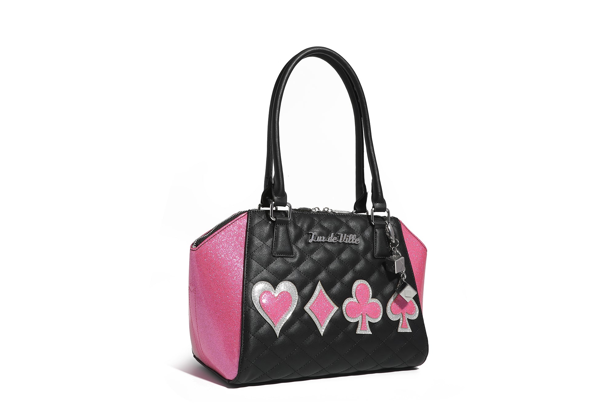 Lux de Ville Pink & shops Silver Shimmer Flame Sweet Heart Tote