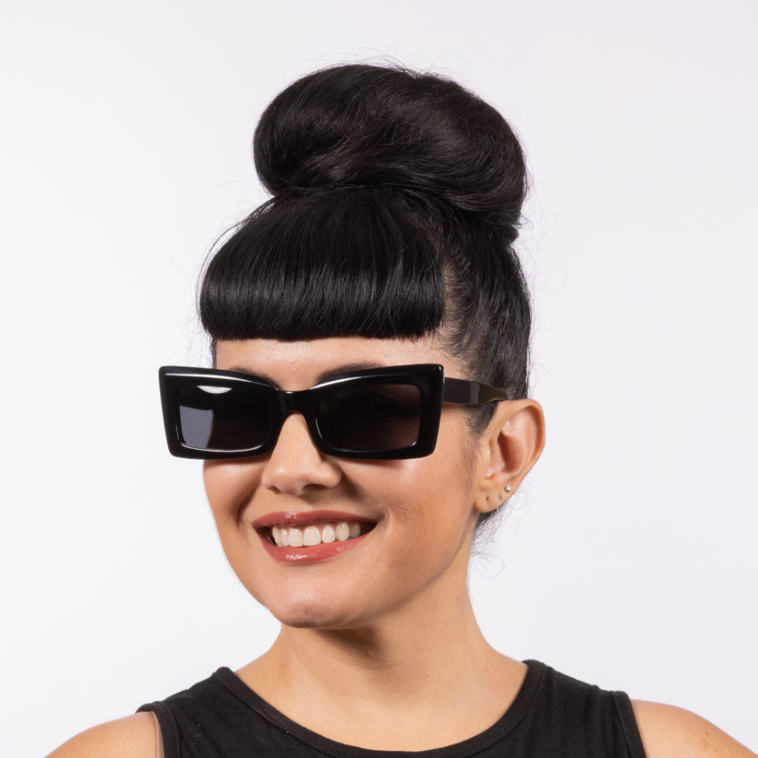 Square-frame sunglasses in black acetate