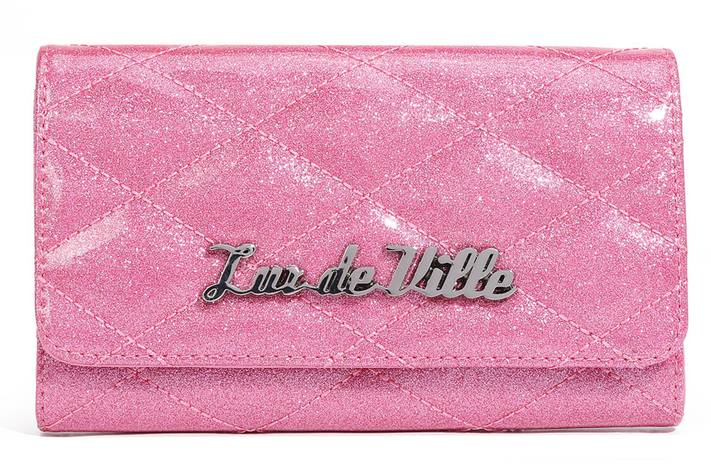 Lux De Ville Skeleton Hand Wallet Pink Bubbly Sparkle VERY Limited