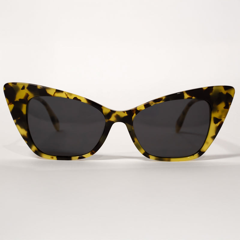 Monroe Sunglasses - Green Tortoise Shell Acetate Frame with Dark Smoky Lens