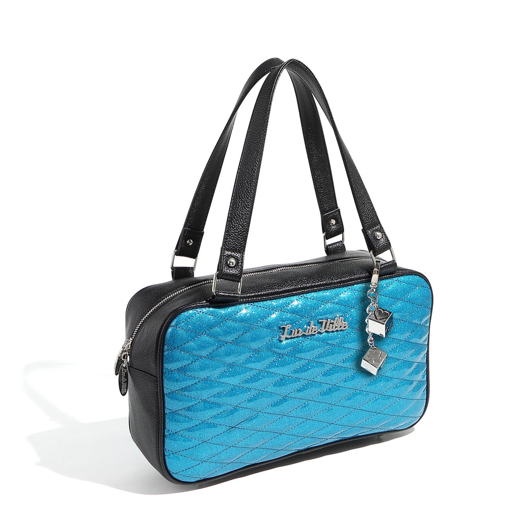 Black and Villain Blue Sparkle Speedster Tote