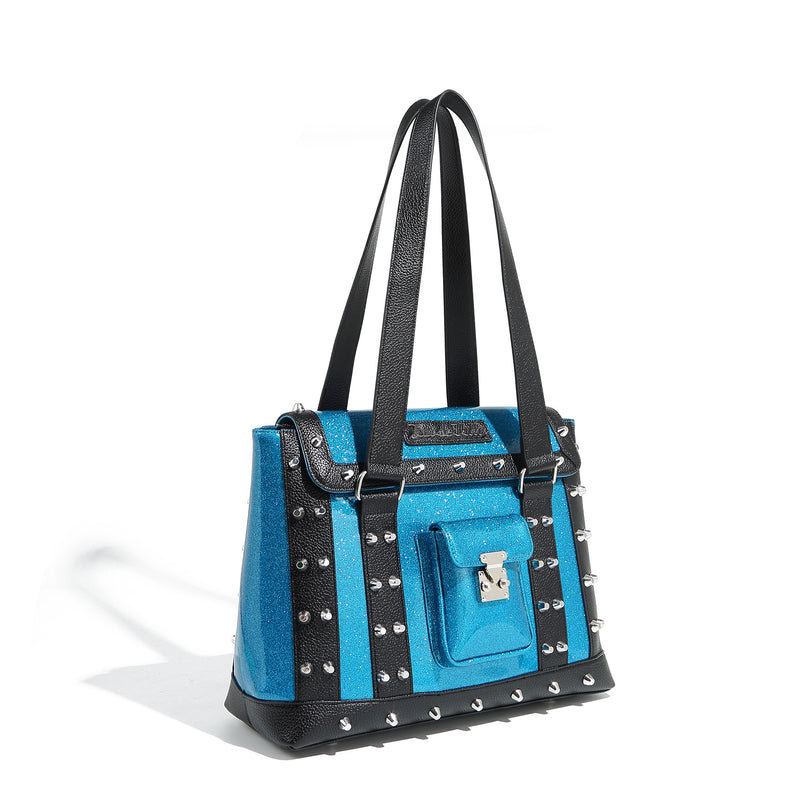 Villain Blue Sparkle and Black Weekender Tote Medium