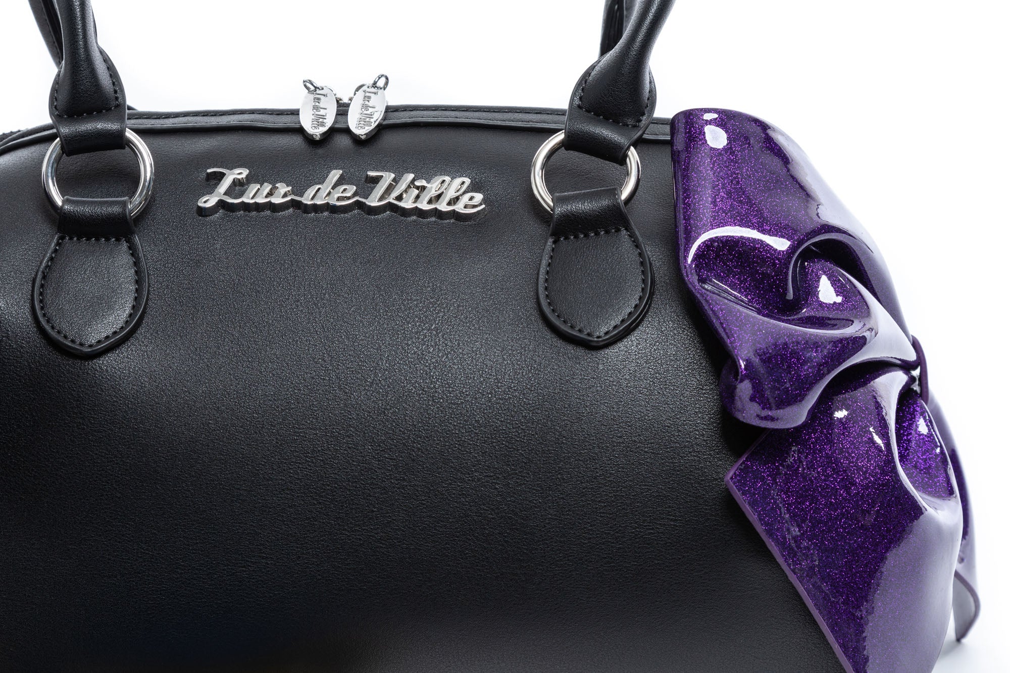 Find Best Lux De Ville Roulette Tote - Black & Poisonous Purple Sparkle,  Long Distance Friendship - Bombshell Boutique